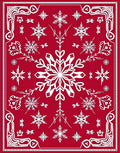 Crimson White Winter Snowflake Collection Rug