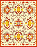 Ornate Red Yellow Floral Pattern Rug