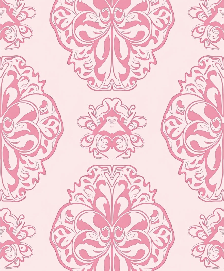 Pastel Pink Ornamental Fan Rug