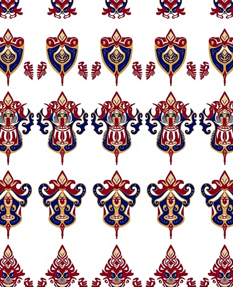 Regal Red Blue Gold Medallion Design Rug
