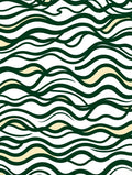 Dark Green Wavy Stripe Pattern Rug