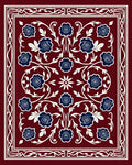 Deep Red Floral Vine Pattern Rug