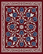 Deep Red Floral Vine Pattern Rug