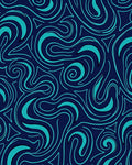Teal Swirling Waves Navy Rug