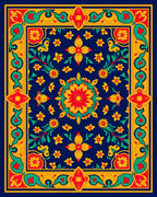 Vibrant Floral Border Medallion Medley Rug