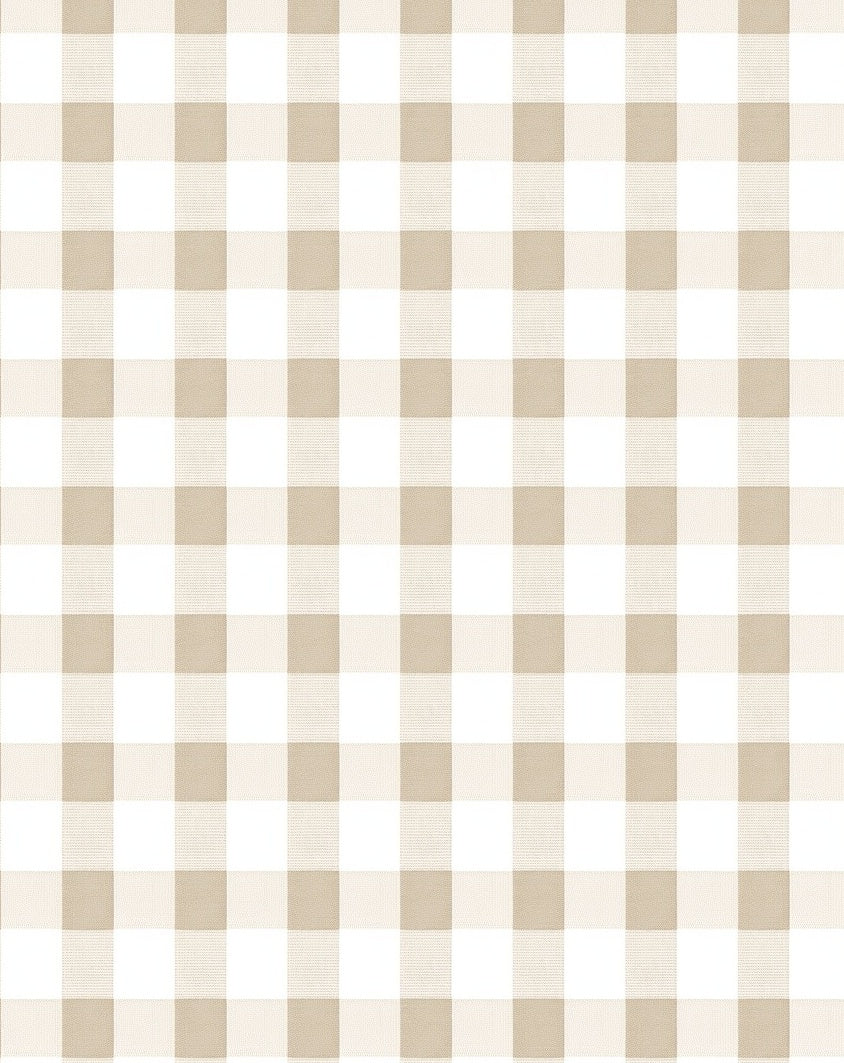 Classic Taupe White Checkered Pattern Rug