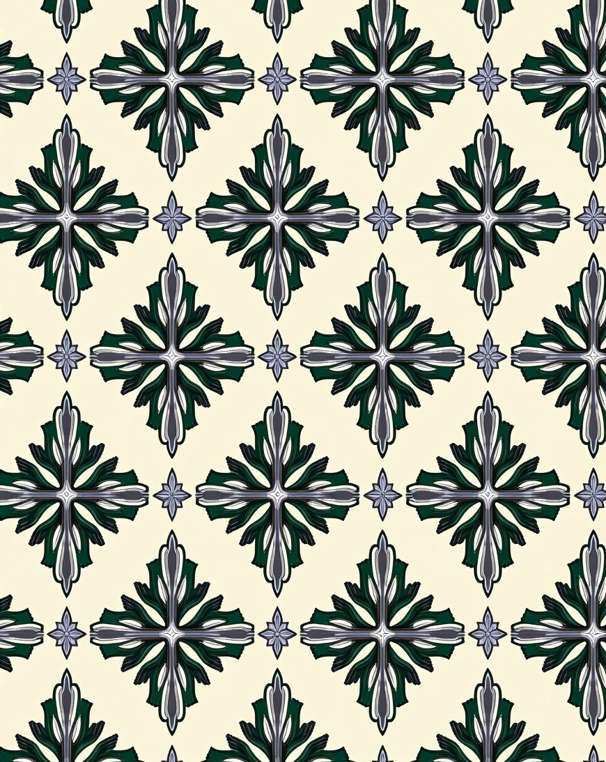 Classic Floral Diamond Pattern Rug