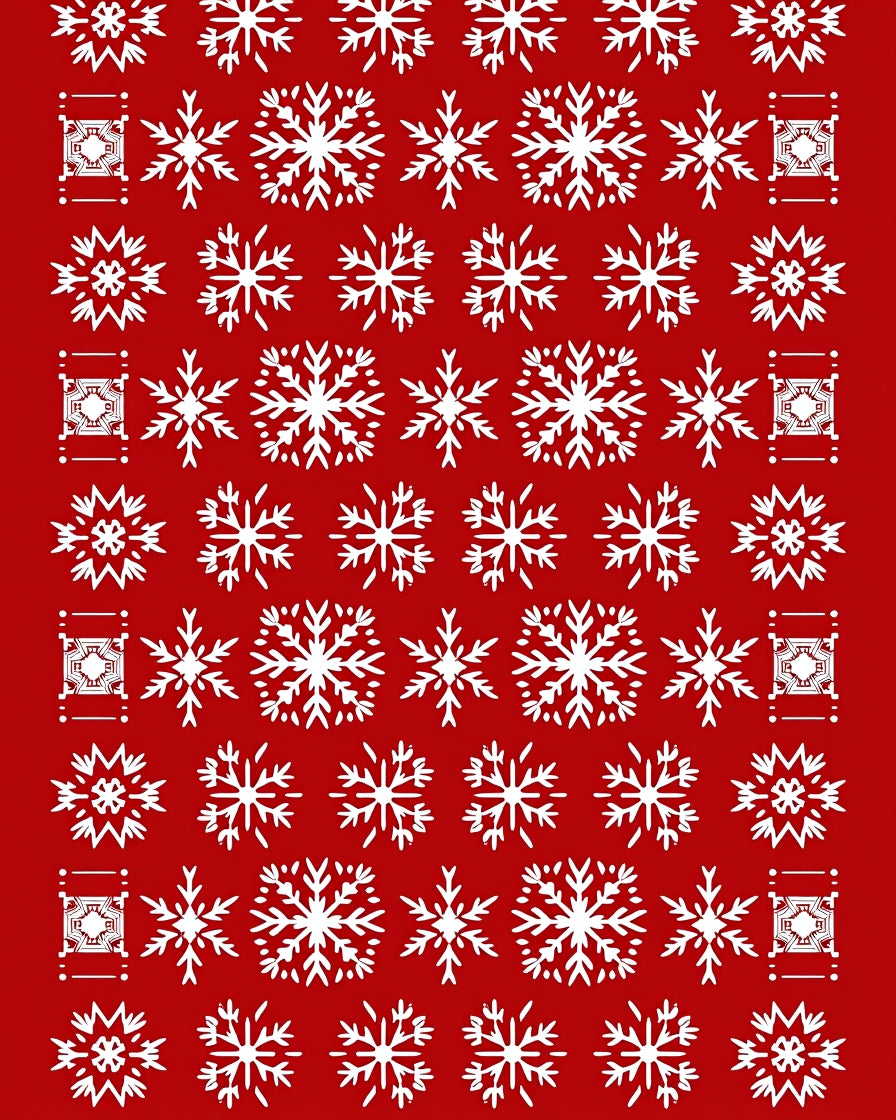 White Snowflakes On Red Background Design Rug