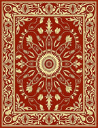 Intricate Floral Medallion Red Pattern Rug