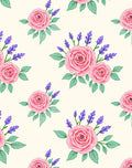 Pink Rose Lavender Botanical Pattern Rug