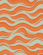 Orange Teal Wavy Abstract Design Rug