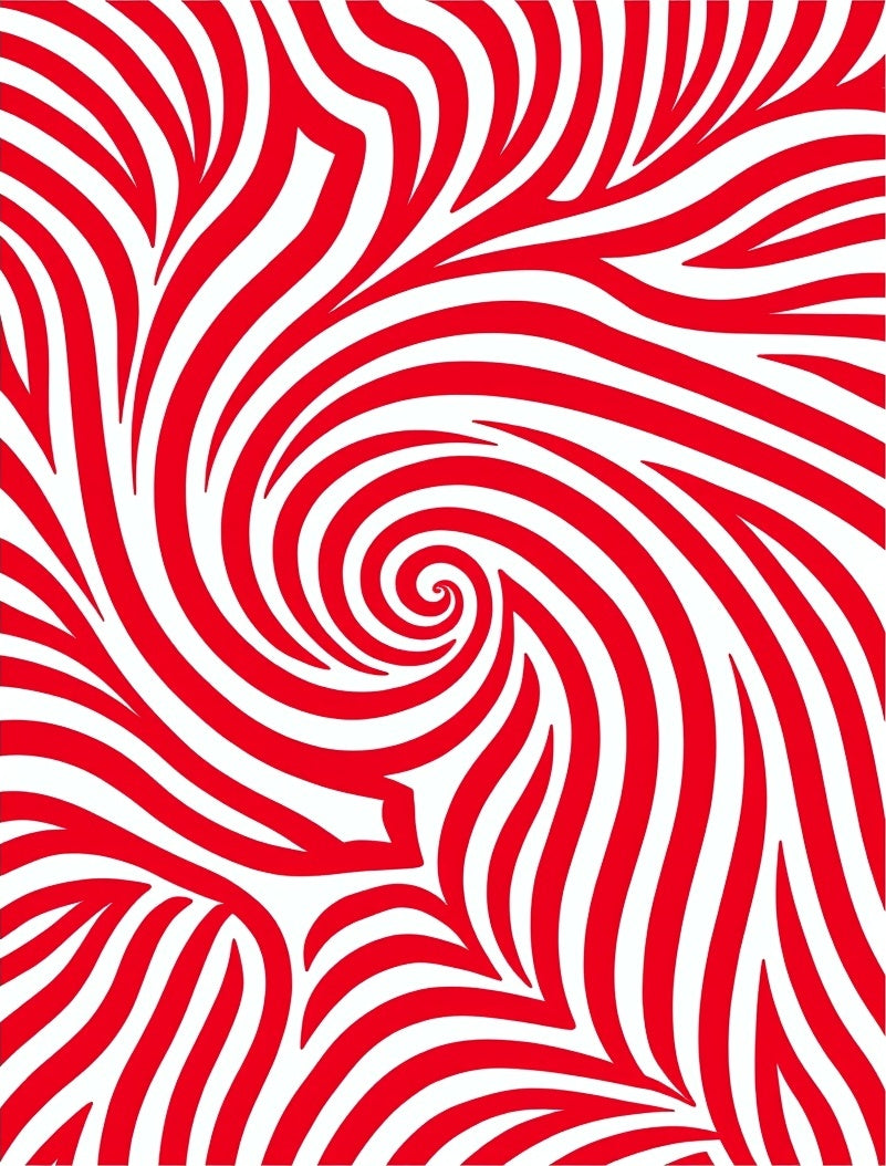 Crimson Swirl Abstract Stripe Rug