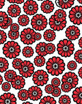 Red and White Bold Floral Design Rug