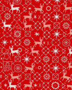 White Reindeer Snowflake Geometric Pattern Rug