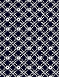 Navy White Elegant Floral Lattice Pattern Rug