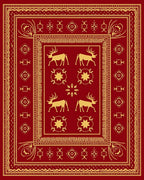 Gold Deer Star Ethnic Design Rug