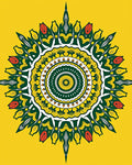 Vibrant Yellow Floral Mandala Design Rug
