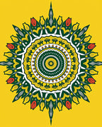Vibrant Yellow Floral Mandala Design Rug