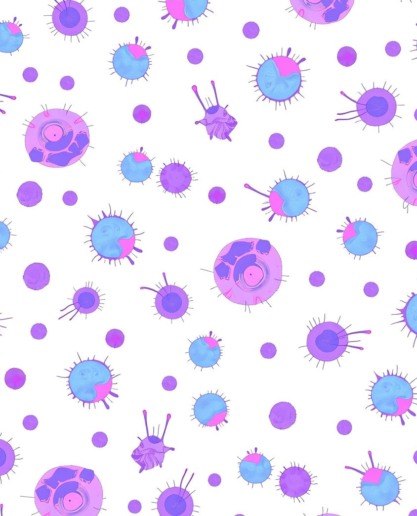 Vibrant Purple Blue Cell Pattern Rug