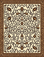 Intricate Floral Scrollwork Cream Rug
