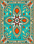 Turquoise Orange Geometric Art Deco Rug