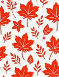 Bold Red Leaf Pattern Rug