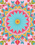 Vibrant Floral Mandala Pattern Rug