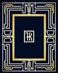 Gold Geometric Frame with Central Emblem Rug