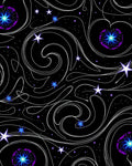 Cosmic White Swirls Blue Starburst Rug