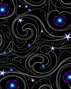 Cosmic White Swirls Blue Starburst Rug
