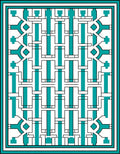 Teal White Geometric Lattice Rug