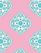 Pink Turquoise Floral Medallion Rug
