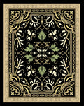 Ornate Black Gold Floral Pattern Rug