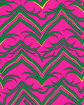 Pink Green Jagged Vine Abstract Rug