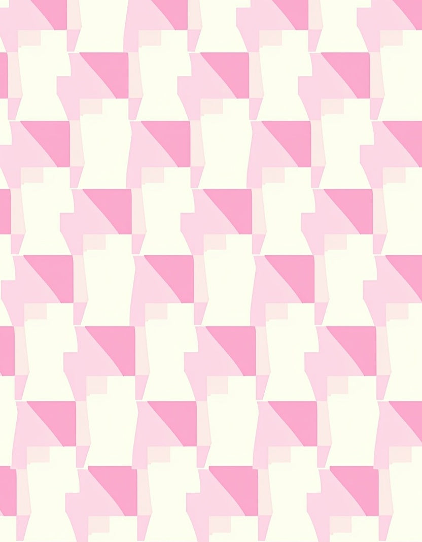 Pink Neutral Geometric Abstract Pattern Rug