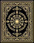 Elegant Black Gold Floral Pattern Rug