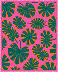 Hot Pink Tropical Leaf Medley Rug