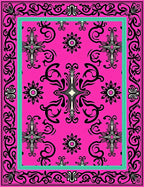 Vibrant Fuchsia Baroque Floral Design Rug