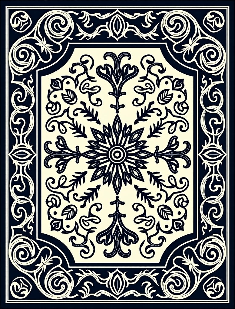 Classic Floral Border Design Rug