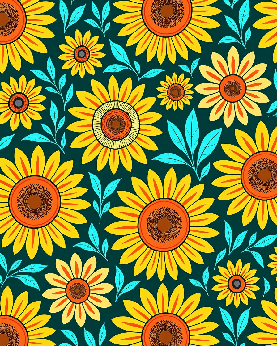 Bright Yellow Sunflower Pattern Rug