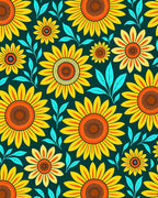 Bright Yellow Sunflower Pattern Rug
