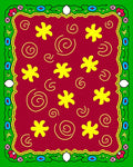 Bright Yellow Floral Swirls Pattern Rug