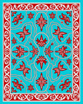 Turquoise Red Floral Medallion Border Rug