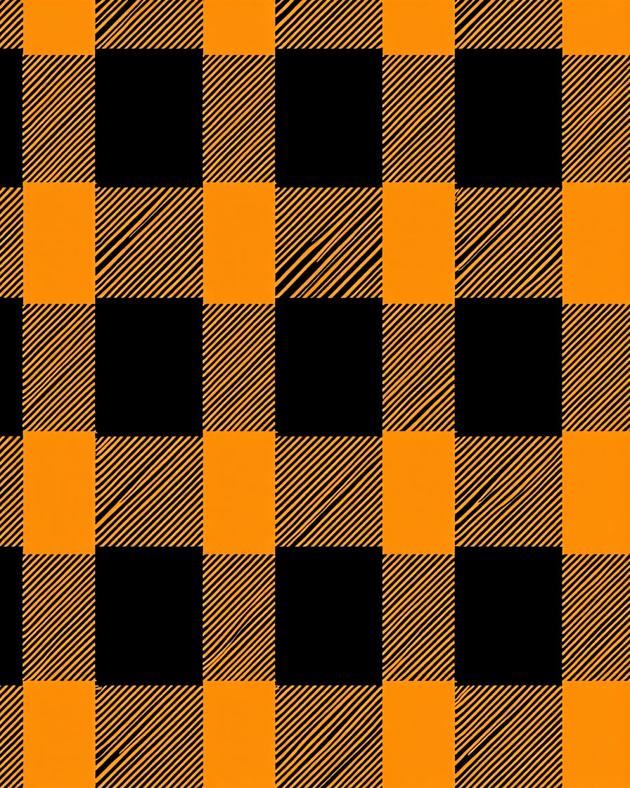 Rustic Orange Black Buffalo Check Rug