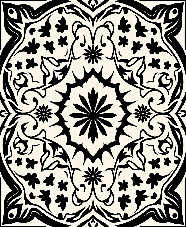 Classic Floral Mandala Pattern Rug