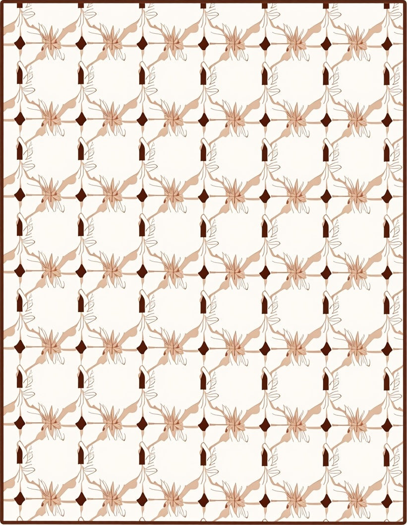 Elegant Floral Swirls Geometric Pattern Rug