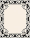 Ornate Black Cream Floral Frame Design Rug