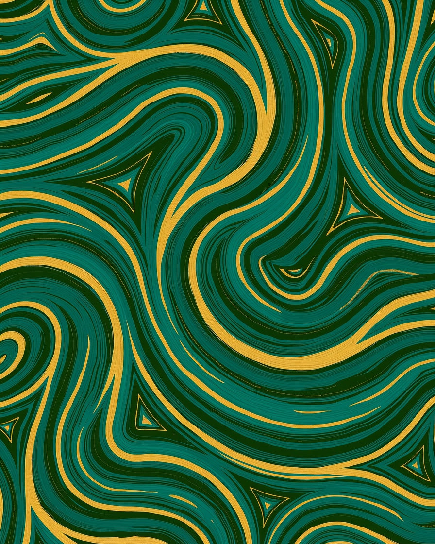 Swirling Teal Yellow Abstract Pattern Rug