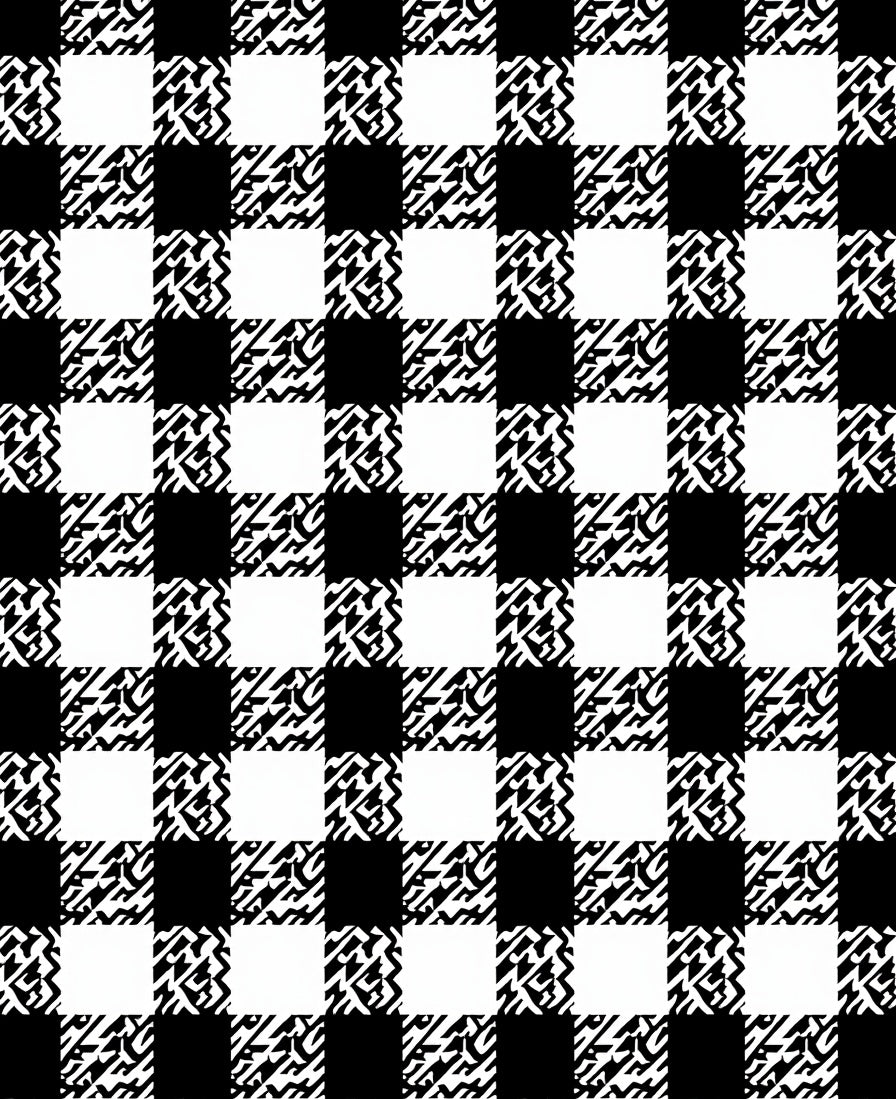 Bold Black White Checkered Pattern Rug