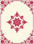 Red Floral Scroll Inspired Centerpiece Rug